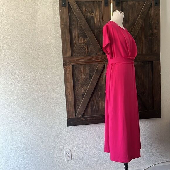 New Formal Dress Elegant Batwing Sleeve Wrap Front Tie Waist  Cocktail Dress - Picture 4 of 9